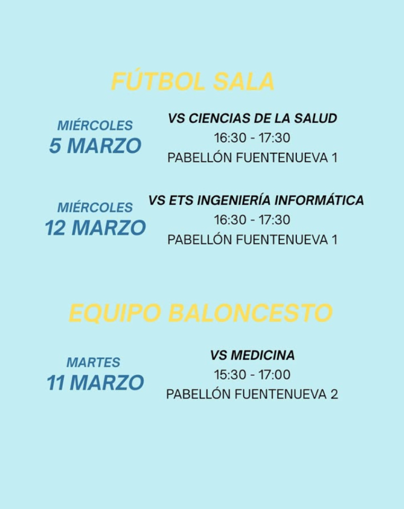 Horarios deporte Horarios deporte